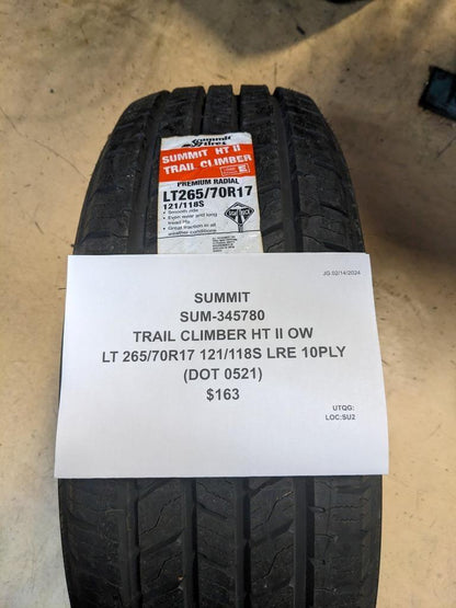 SUMMIT TRAIL CLIMBER HT II OWL LT 265 70 17 121/118S LRE 10PLY TIRE 345780 CQ1