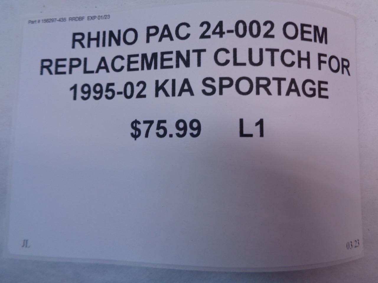RHINO PAC 24-002 OEM REPLACMENT CLUTCH FOR 1995-02 KIA SPORTAGE L1