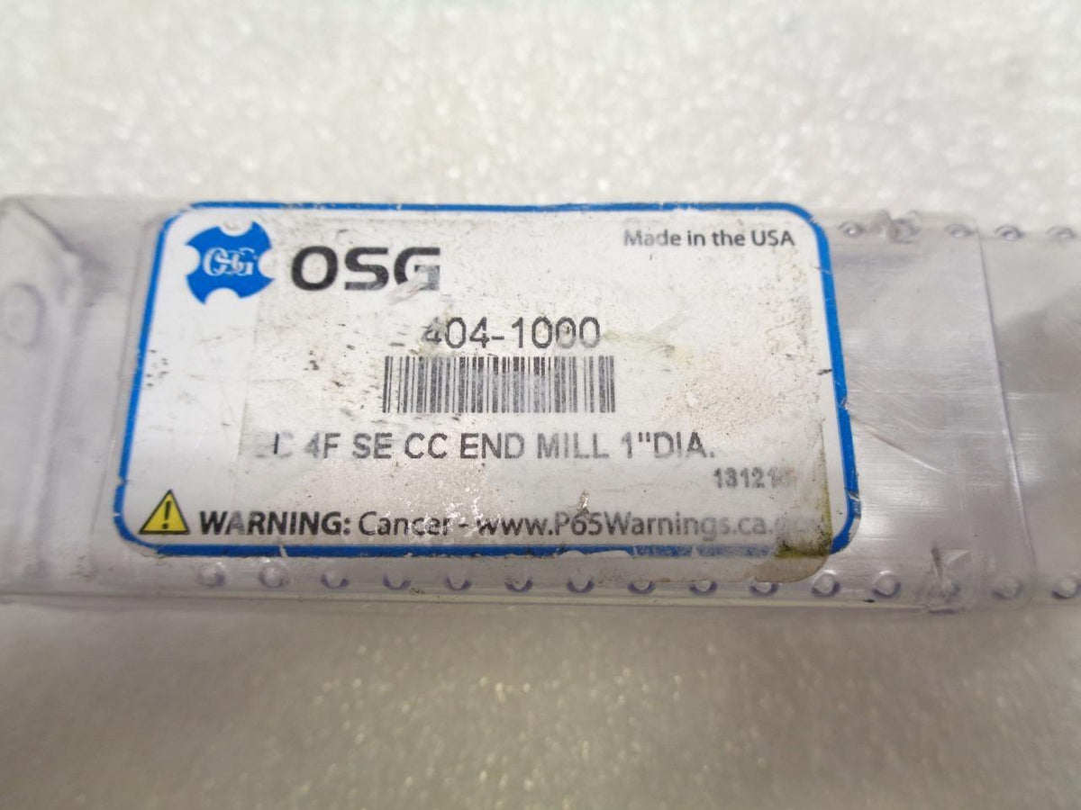 NEW OSG 404-1000 END MILL 1" SHANK DIA. 4 FLUTE SOLID CARBIDE DRILL BIT R22T6BE