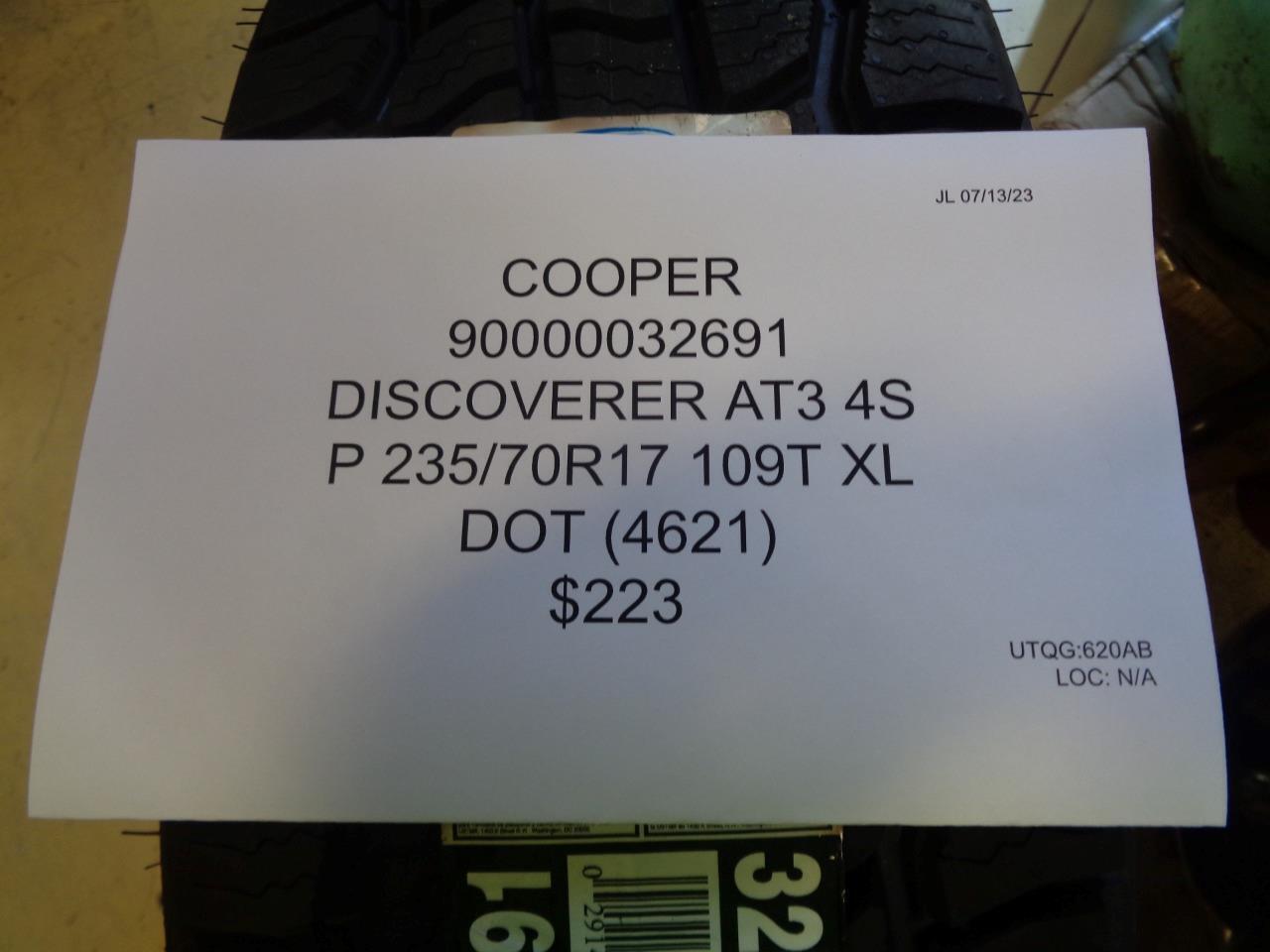 COOPER DISCOVERER AT3 4S P 235 70 17 109T XL 90000032691 BQ3