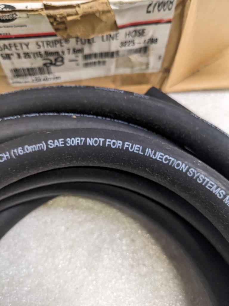 GATES 27008 SAFETY STRIPE FUEL LINE HOSE 25' OAL 5/8" ID NITRILE RUBBER NEW R15