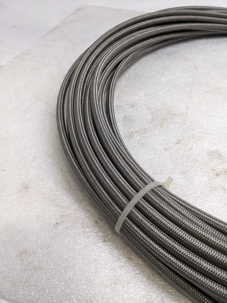 UNBRANDED BRAIDED SS 107' HOSE 3/8" OD 1/4" ID TEFLON LINED NEW R5