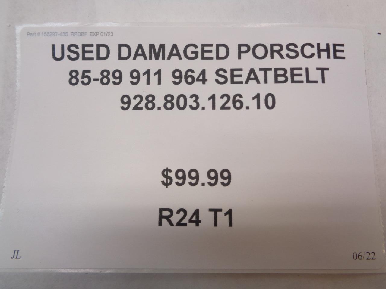 USED (DAMAGED) PORSCHE 85-89 911 964 SEATBELT 928.803.126.10  R24T1