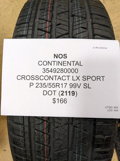 NOS CONTINENTAL CROSSCONTACT LX SPORTP 235 55 17 99V SL TIRE 3549280000 CQ2
