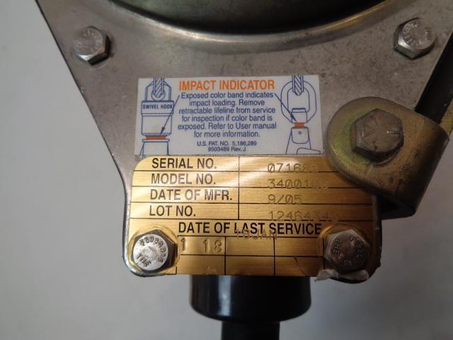 DBI-SALA RETRACTABLE SEALED SRL 50' LIFELINE W/ SNAP HOOK 3400109 USED H2