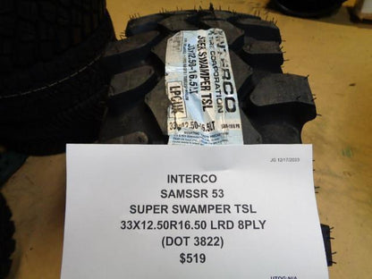 INTERCO SUPER SWAMPER TSL 33 12.50 16.50 LRD 8 PLY TIRE SAMSSR 53  BQ4