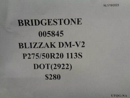 2 BRIDGESTONE BLIZZAK DM-V2 P 275 50 20 113S XL 005845 WINTER TIRES CQ1
