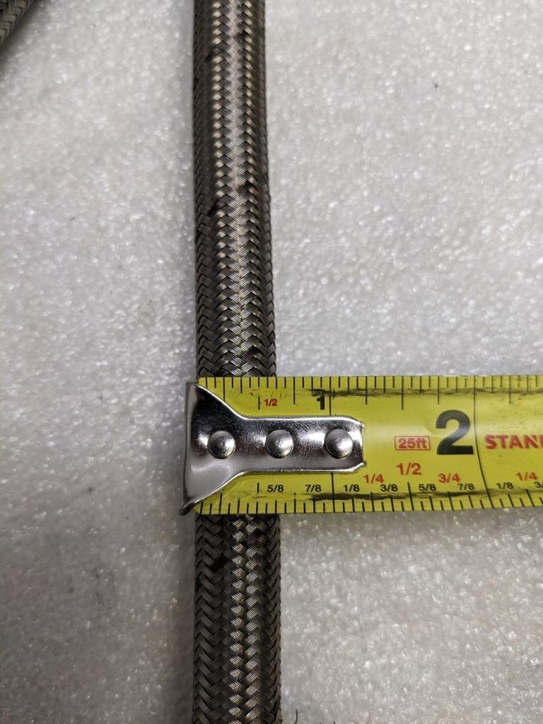 UNBRANDED BRAIDED METALLIC 25' HOSE 1/2" ID 5/8" OD TEFLON LINED NEW R3