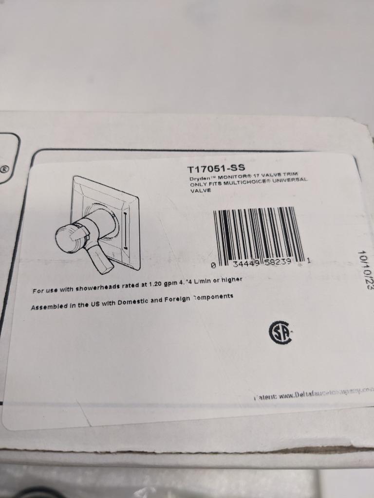 DELTA TESLA SINGLE-HANDLE 3-SPRAY SHOWER FAUCET TRIM KIT T17252-SS NEW R27