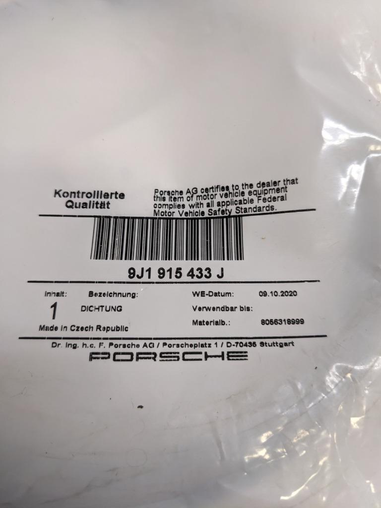 PORSCHE 9J1915433J GASKET FOR PORSCHE/22-24 AUDI E-TRON GT NEW PGB2TB