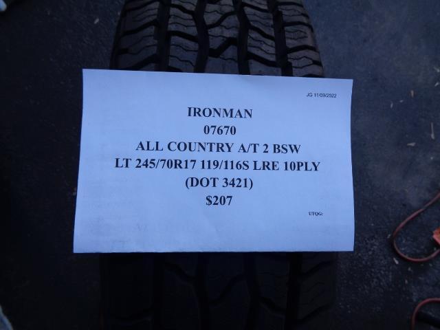 IRONMAN ALL COUNTRY A/T2 BSW LT 245 70 17 119/116S LRE 10PLY TIRE 07670 AQ4