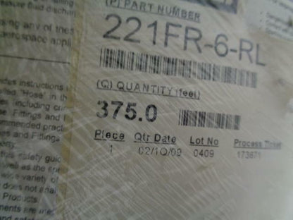 Parker 221FR-6-RL Low Pressure Rubber Transportation Hose 375FT SPOOL NEW L4