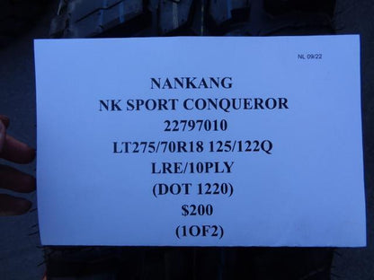 2 NEW NANKANG  NK SPORT CONQUEROR 275 70 18 125/122Q TIRE LRE 22797010