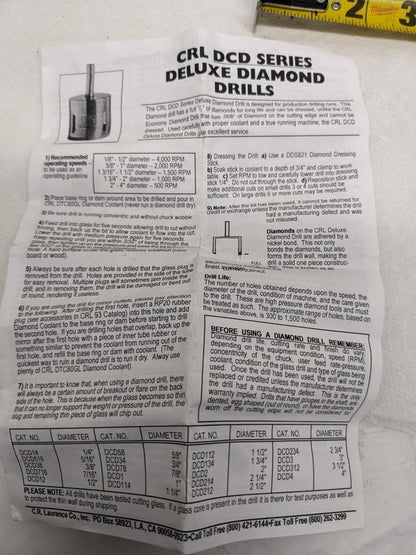 CRL HBT316 331747/023 3/16" BELGIAN THREAD ELECTRO-FORMED DIAMOND DRILL NEW D0