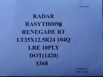 2 RADAR RENEGADE RT LT 33 12.5 24 104Q LRE TIRES RASYTH0098 SU16