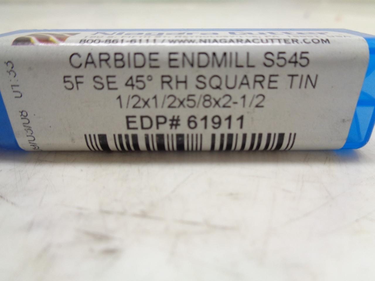 NEW NIAGARA 61911 CARBIDE END MILL 1/2"x5/8" 5 FLUTE R22T6BA