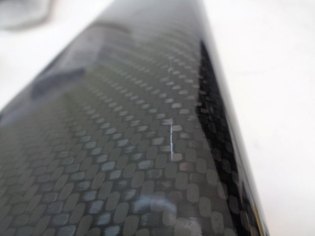 *SCRATCHED 18.5" TRIANGLE CARBON FIBER MOTORCYCLE EXHAUST SLIP ON COVER R16