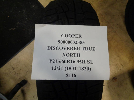 4 COOPER DISCOVERER TRUE NORTH 215 60 16 95H SL WINTER TIRES 90000032385 CQ1