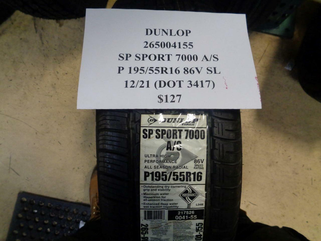 1 New Tire DUNLOP SP Sport 7000 A/S P 195 55 16 86V SL 265004155