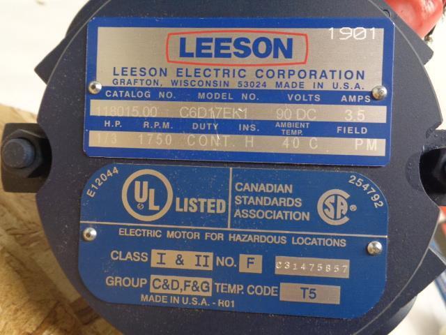 NEW LEESON 1/3HP 1750RPM 56C TENV 90VDC MOTOR 118015.00 R33