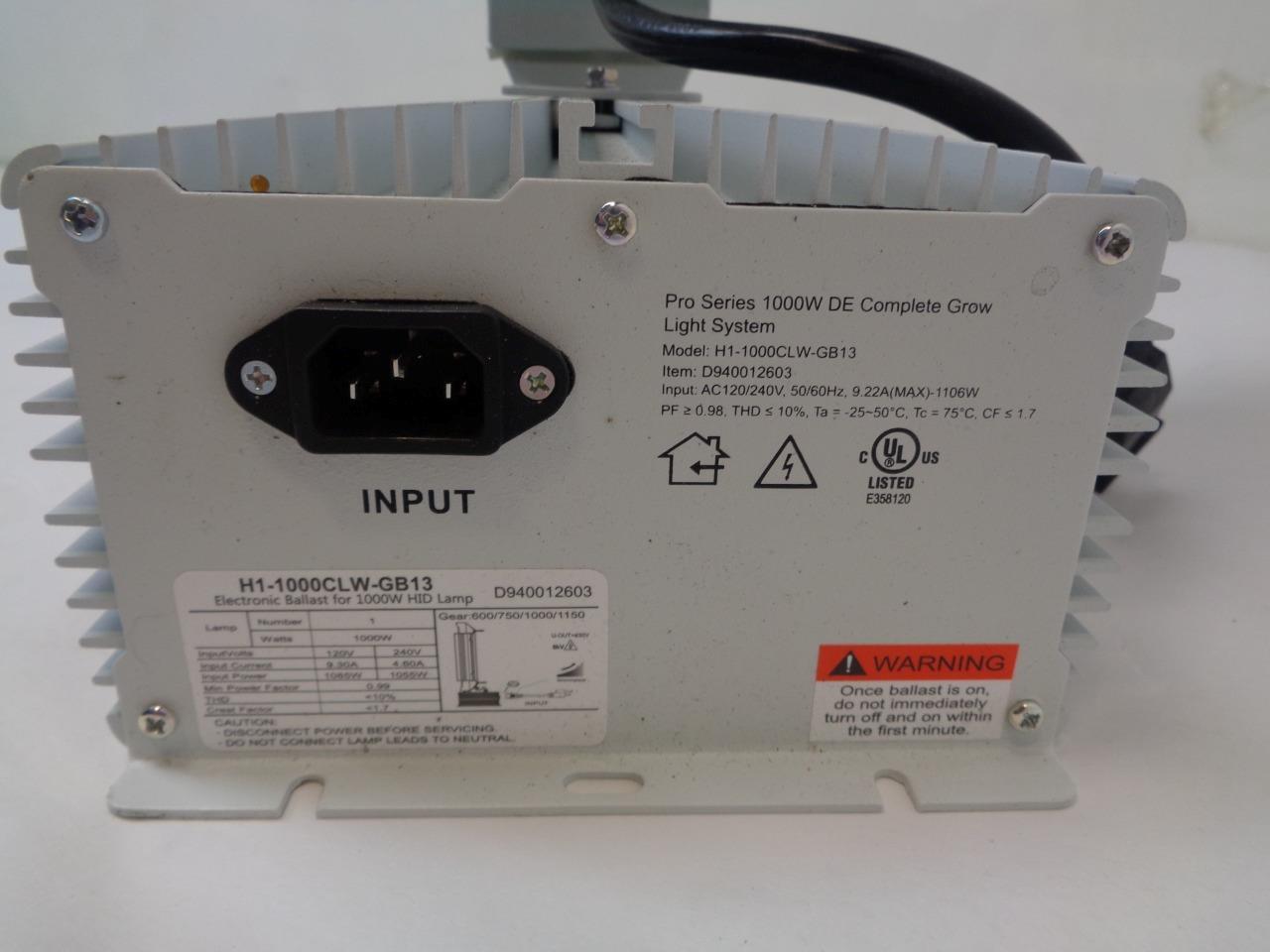 NEW HYDRO CRUNCH PROSERIES 1000W DOUBLE ENDED 120-240V OPENGROWLIGHT D940012603