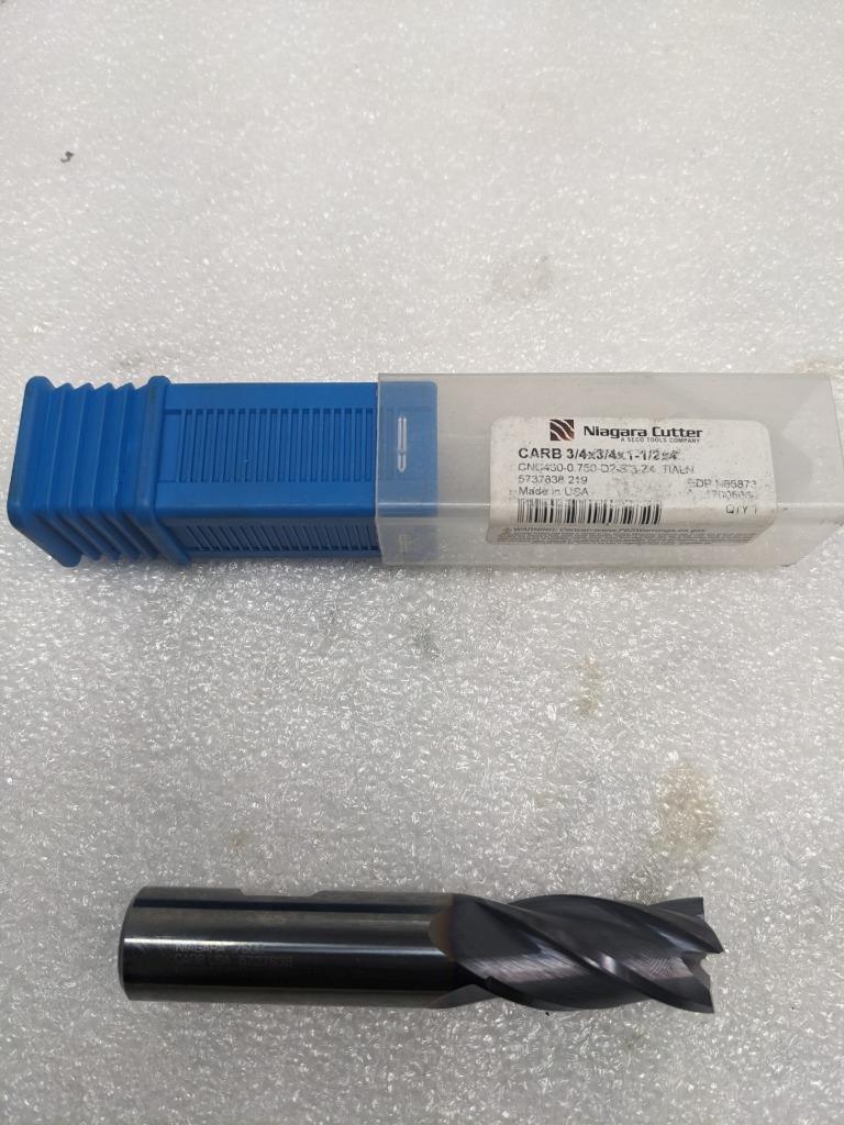 NIAGARA CUTTER SQUARE END 3/4" DIAM 2-1/4" 4 FLUTE SOLID CARBIDE NEW R29