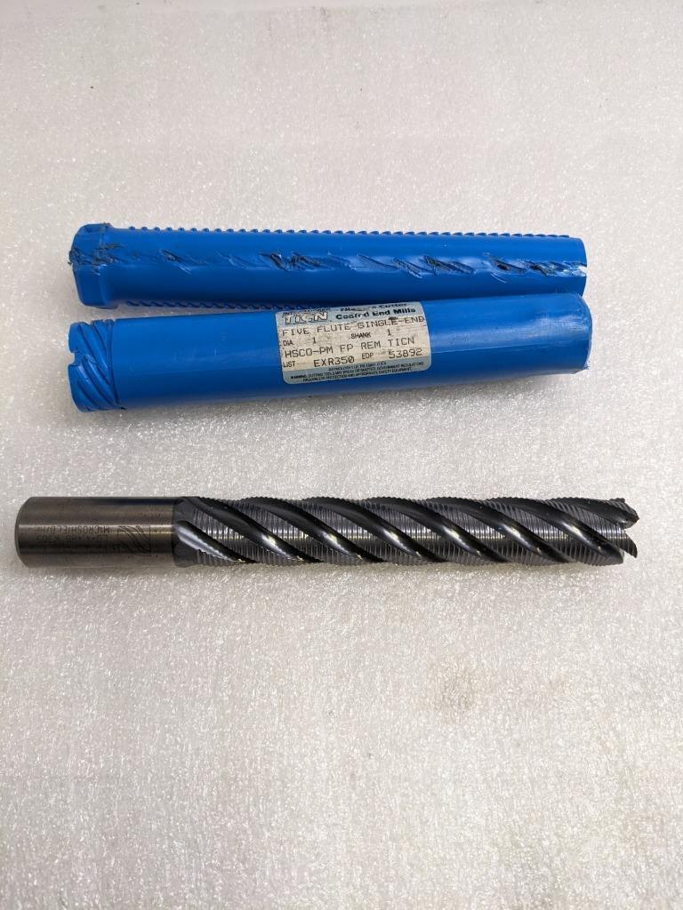 NIAGARA CUTTERS 53892 END MILL 1" DIA 6" CUT 5FL HSCO-PM FP REM TICN NEW R22T5