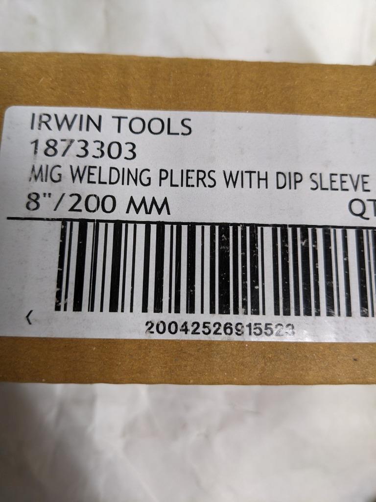 IRWIN TOOLS MIG WELDING PLIERS WITH DIP SLEEVE 8"200MM 1873303 PACK OF 5 NEW R29