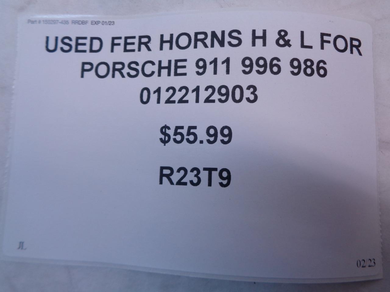 PAIR FER HORNS H&L FOR PORSCHE 911 996 986 01212903 012222903 R23T9