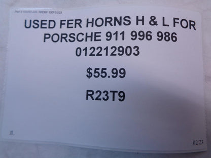 PAIR FER HORNS H&L FOR PORSCHE 911 996 986 01212903 012222903 R23T9