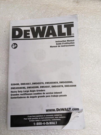 DEWALT DWE4597N PROTECT LARGE ANGLE GRINDER 7" DIA WHEEL 120 VAC NO-LOCK NEW R35