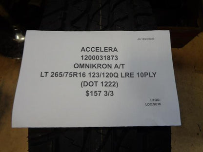 ACCELERA OMNIKRON A/T LT 265 75 16 123/120Q LRE 10PLY TIRE 1200031873 CQ1