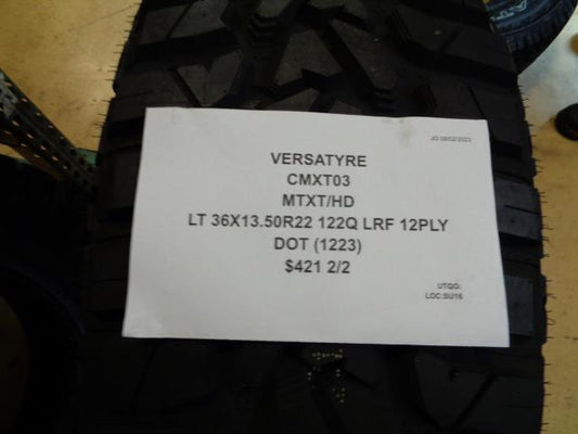 VERSATYRE MTXT/HD LT 36 13.50 22 122Q LRF 12PLY MUD TERRAIN TIRE CMXT03 BQ4