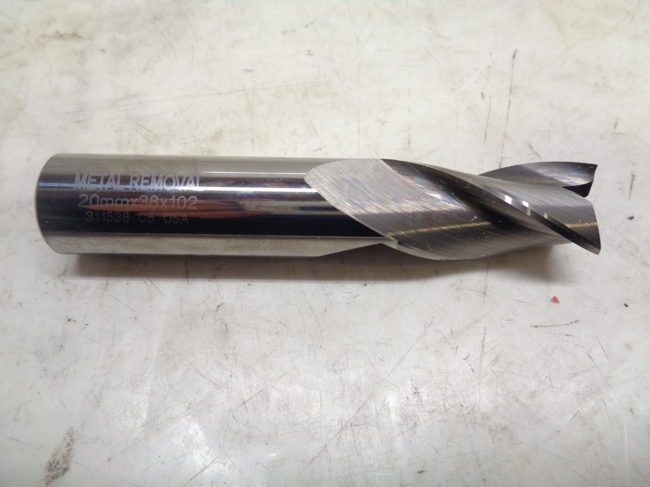NEW METAL REMOVAL 20mmx38mmx102mm CARBIDE END MILL M32742 311538 3 FLUTE R22T6BF