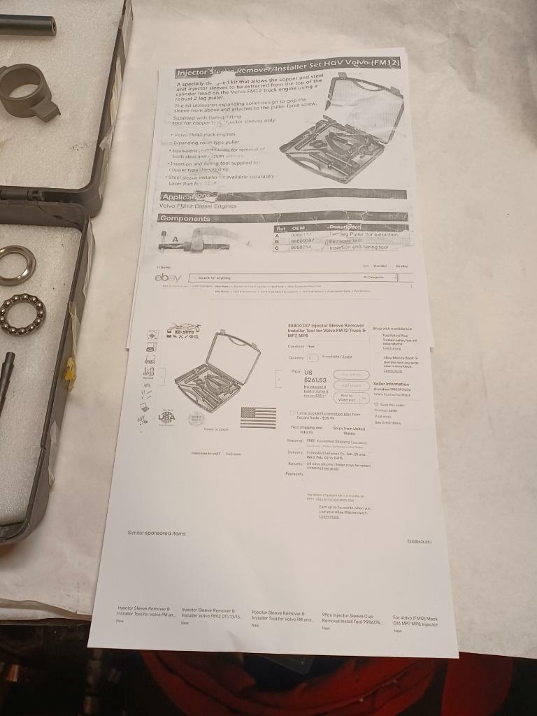 Volvo FM12 Diesel Fuel Injector Removal and Install Puller Pressing Tool New