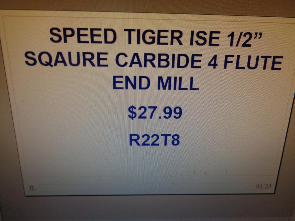 SPEED TIGER ISE 1/2" SQUARE CARBIDE 4 FLUTE END MILL R22T8