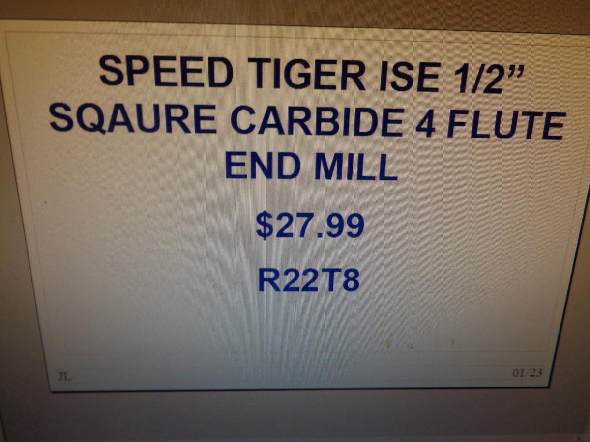 SPEED TIGER ISE 1/2" SQUARE CARBIDE 4 FLUTE END MILL R22T8
