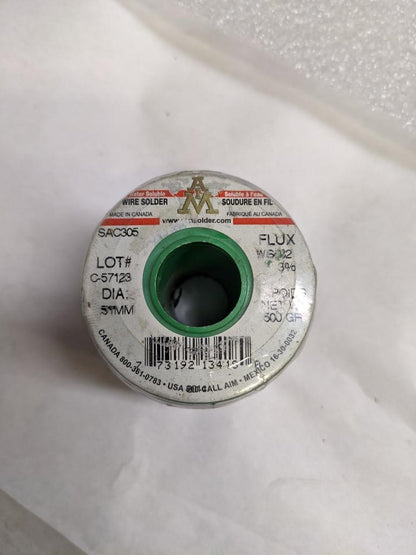 AIM SOLDER SAC305 3% 1LB SOLDER WIRE/ WATER SOLUBLE/LEAD FREE/1LB SPOOL NEW R5