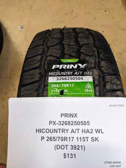 2 PRINX HICOUNTRY A/T HA2 WL P 265 70 17 115T SL ALL TERRIAN TIRE 3268250505 CQ3