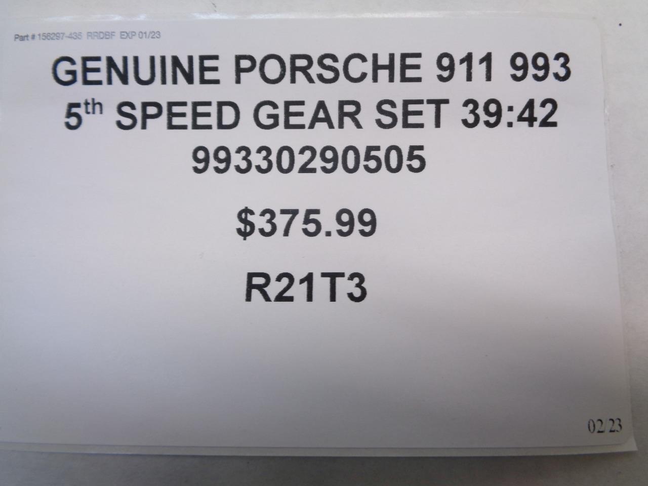 GENUINE PORSCHE 911 993 5th GEAR SET 39:42 99330290505 R21T3