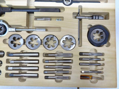 CHAMPION CUTTING TOOLS CORP TAP AND DIE 51 PIECE SET w/ WOODEN STORAGE BOX R30