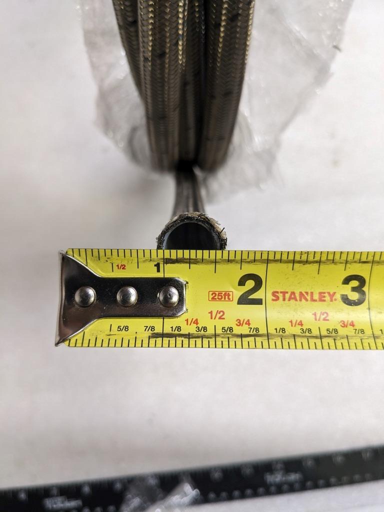 UNBRANDED BRAIDED METALLIC 26' HOSE 5/8" OD 1/2" ID TEFLON LINED NEW R3T3