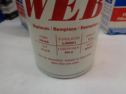 4-PACK NEW OLD STOCK WEB W8A OIL FILTERS R6TA