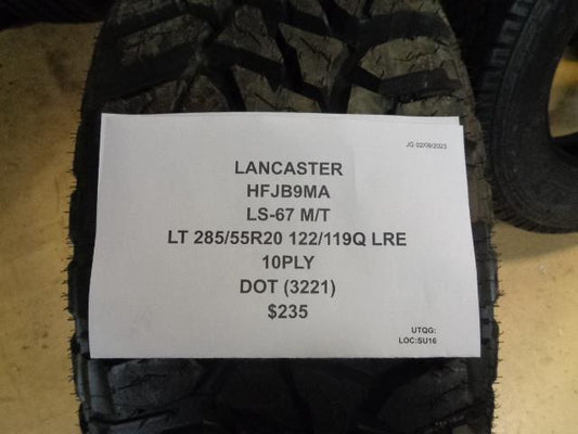 1 LANCASTER LS-67 M/T LT 285 55 20 122/119Q LRE 10PLY TIRE HFJB9MA BQ1 SU16