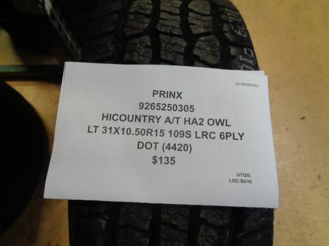 1 PRINX HIGHCOUNTRY AT HA2 OWL LT 31 10.50 15 109S LRC 6PLY 9265250305 TIRE BQ1