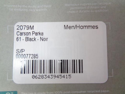 CANADA GOOSE MENS CARSON PARKA BLACK S/P 2079M NEW SR