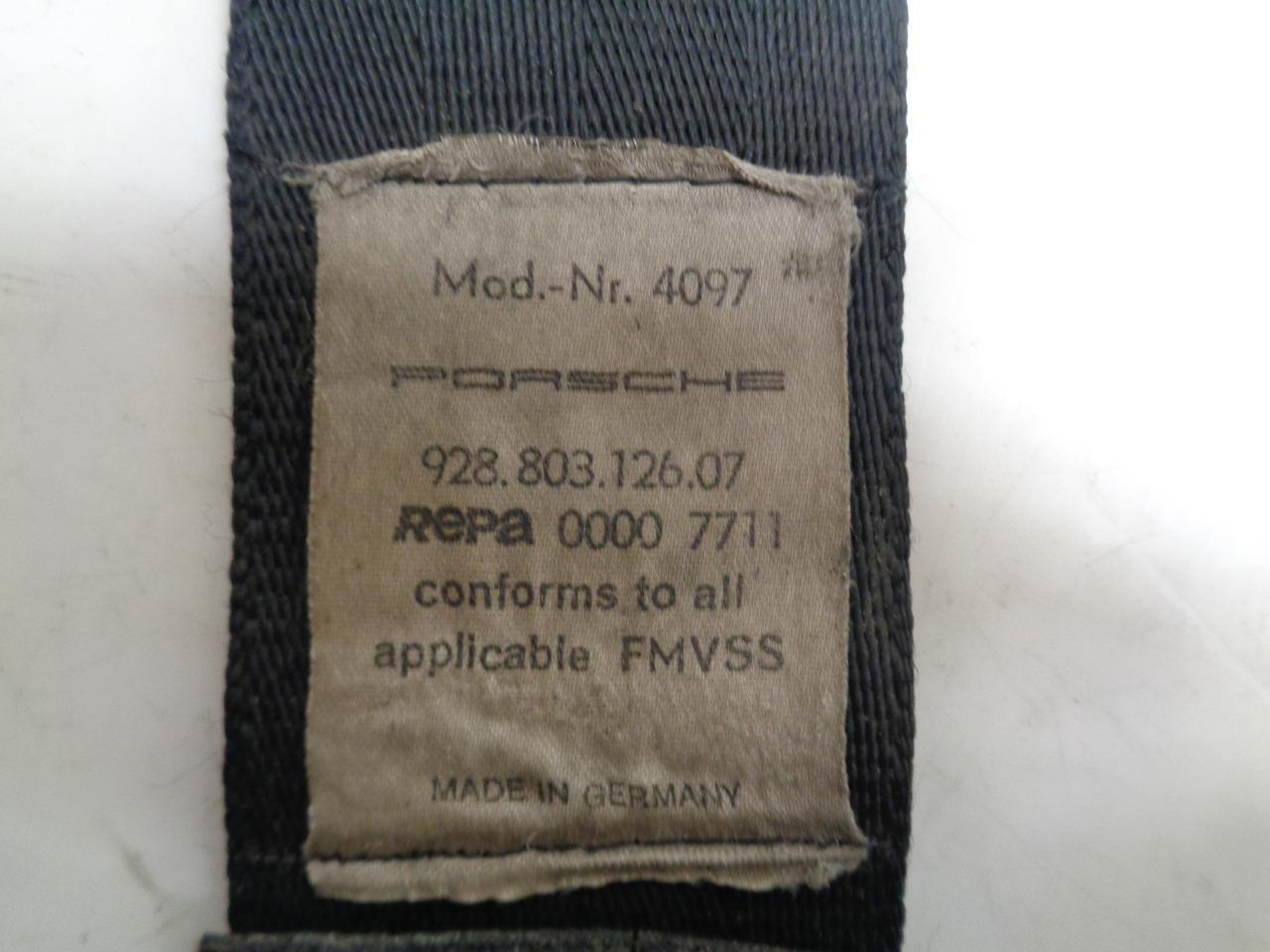 Porsche 911/928 Retractable Seat Belt BLACK USED GENUINE 928 803 126 07 R25T7