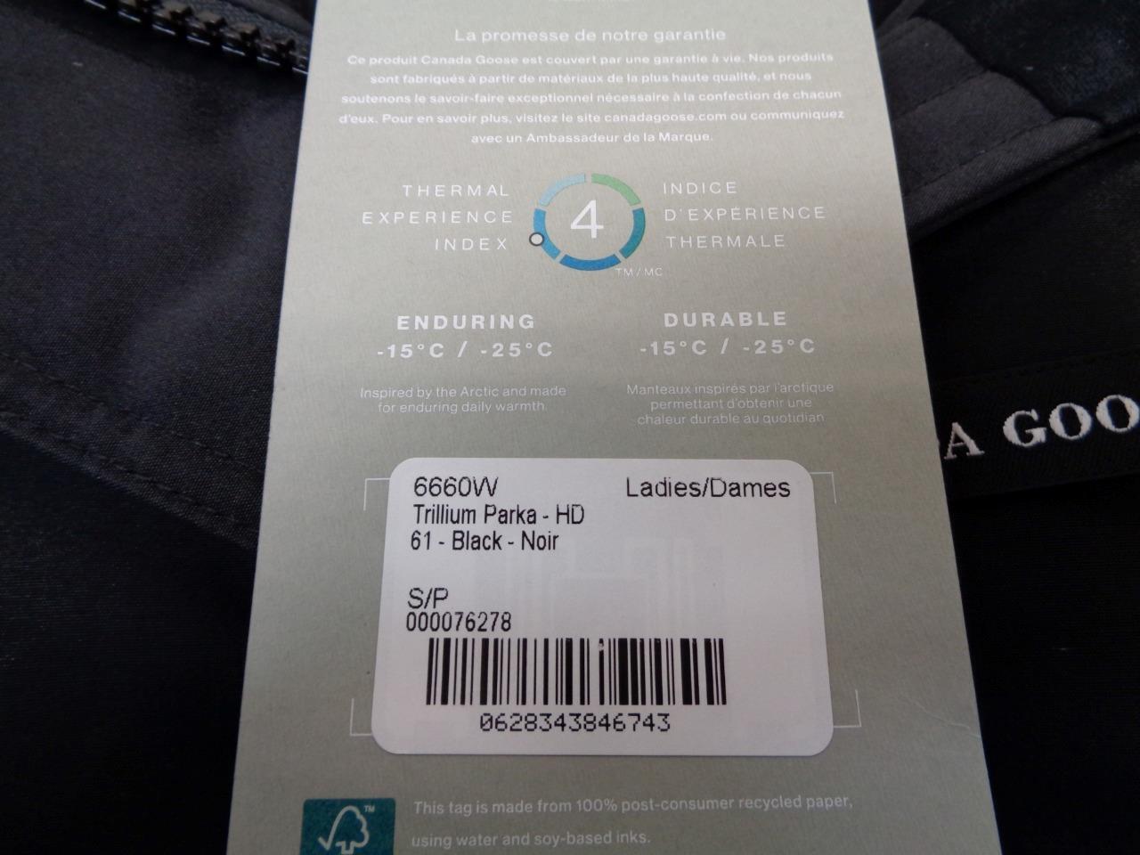 CANADA GOOSE WOMEN'S SIZE S/P BLACK TRILLIUM PARKA JACKET 6660W SR