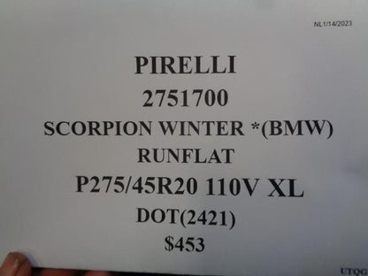 1 PIRELLI SCORPION WINTER *BMW RUNFLAT P 275 45 20 110V XL 2751700 TIRE CQ2