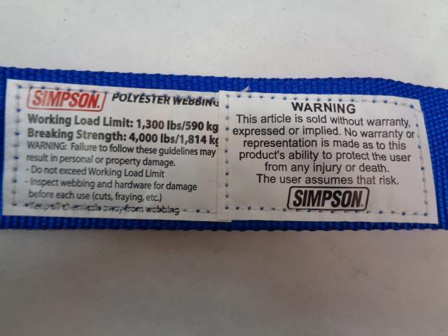 NEW PAIR SIMPSON BLUE TIE DOWN RATCHETING RESTRAINTS 35007BL R7